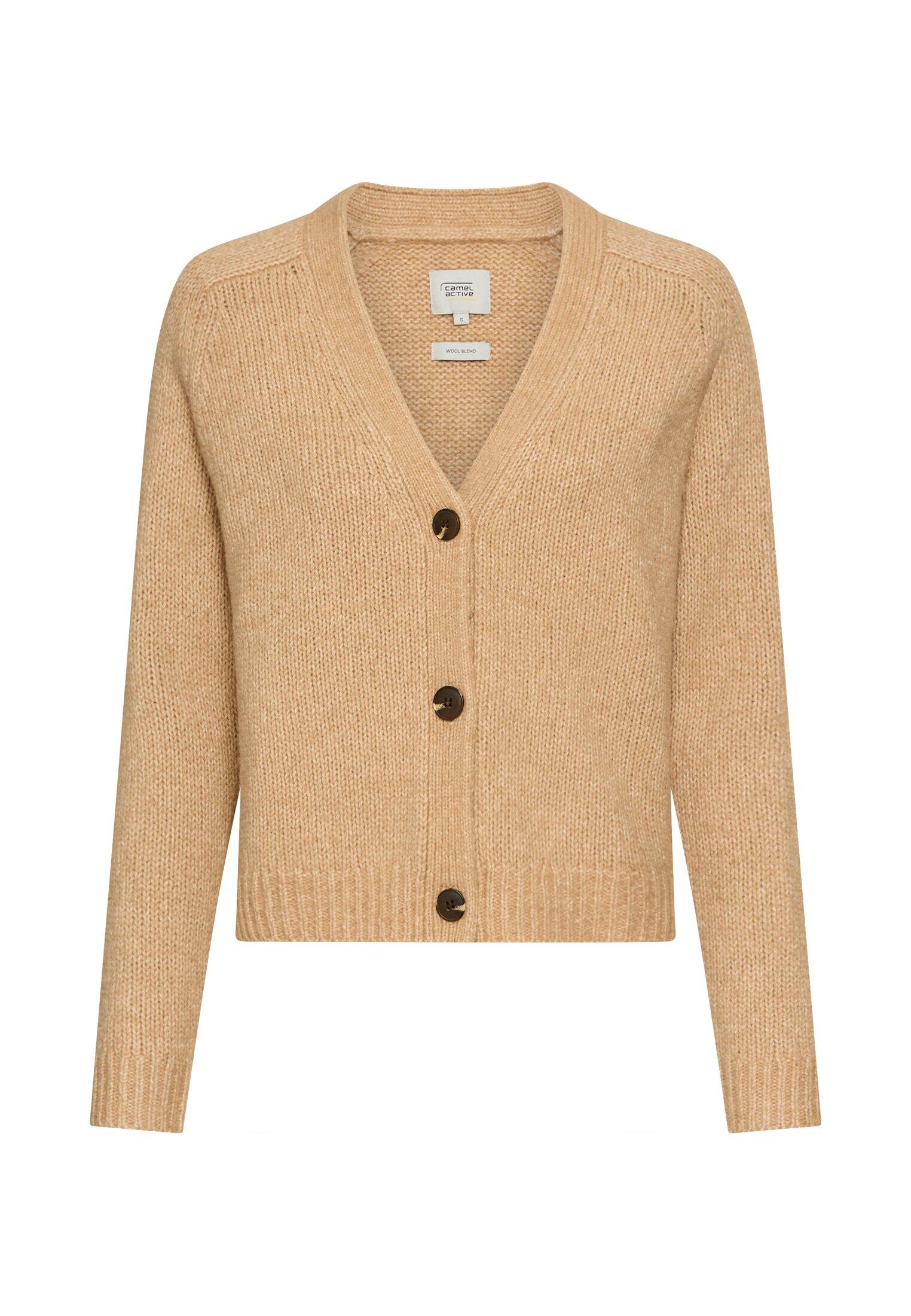 camel active - Strickjacke mit Raglanärmeln und Knopfverschluss caramel - Gr. - S von camel active