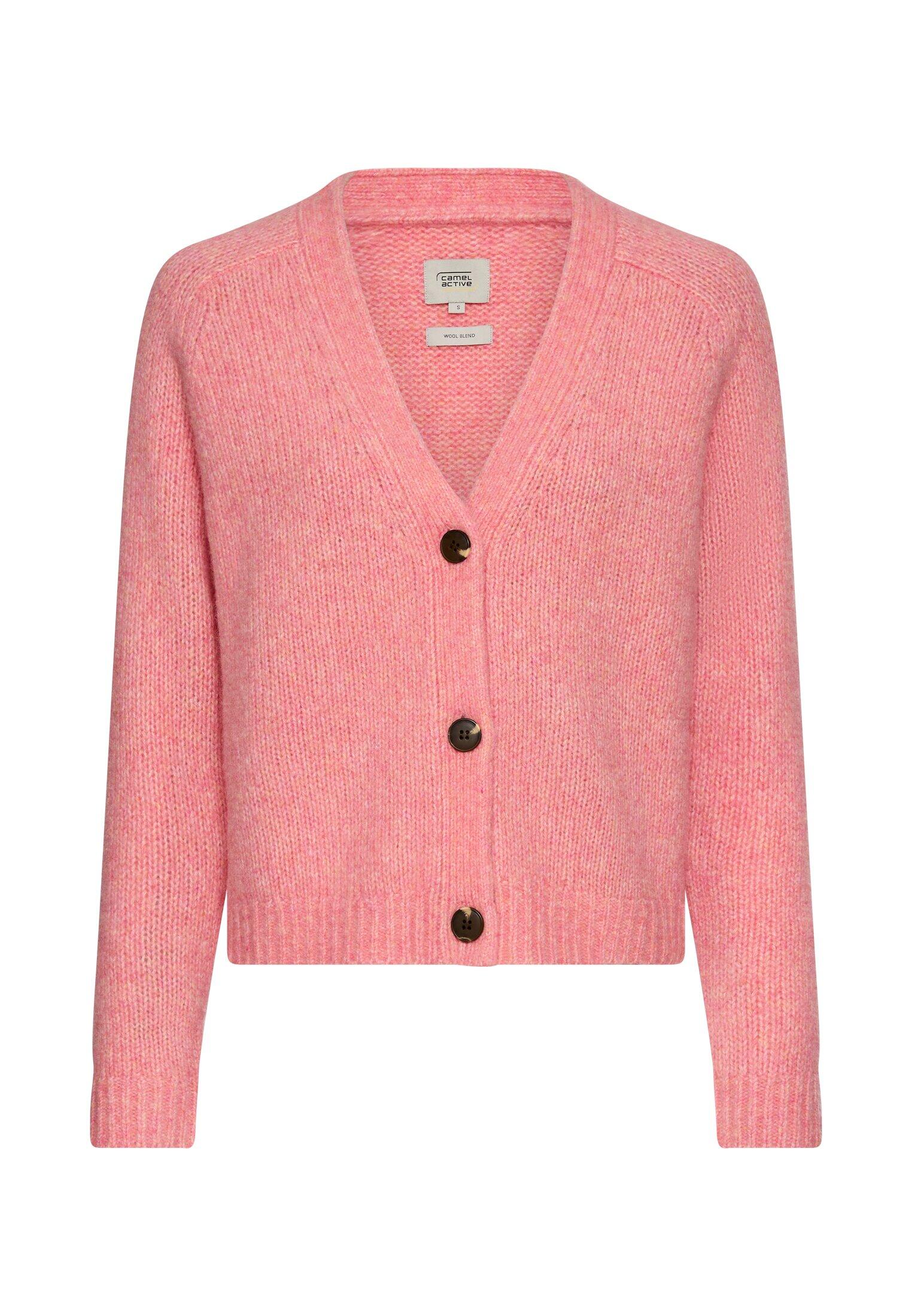 camel active - Strickjacke mit Raglanärmeln und Knopfverschluss winter berry - Gr. - M von camel active