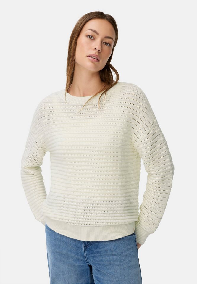 camel active Strickpullover aus einem Baumwollmix Langarm Rundhals Markenlogo von camel active