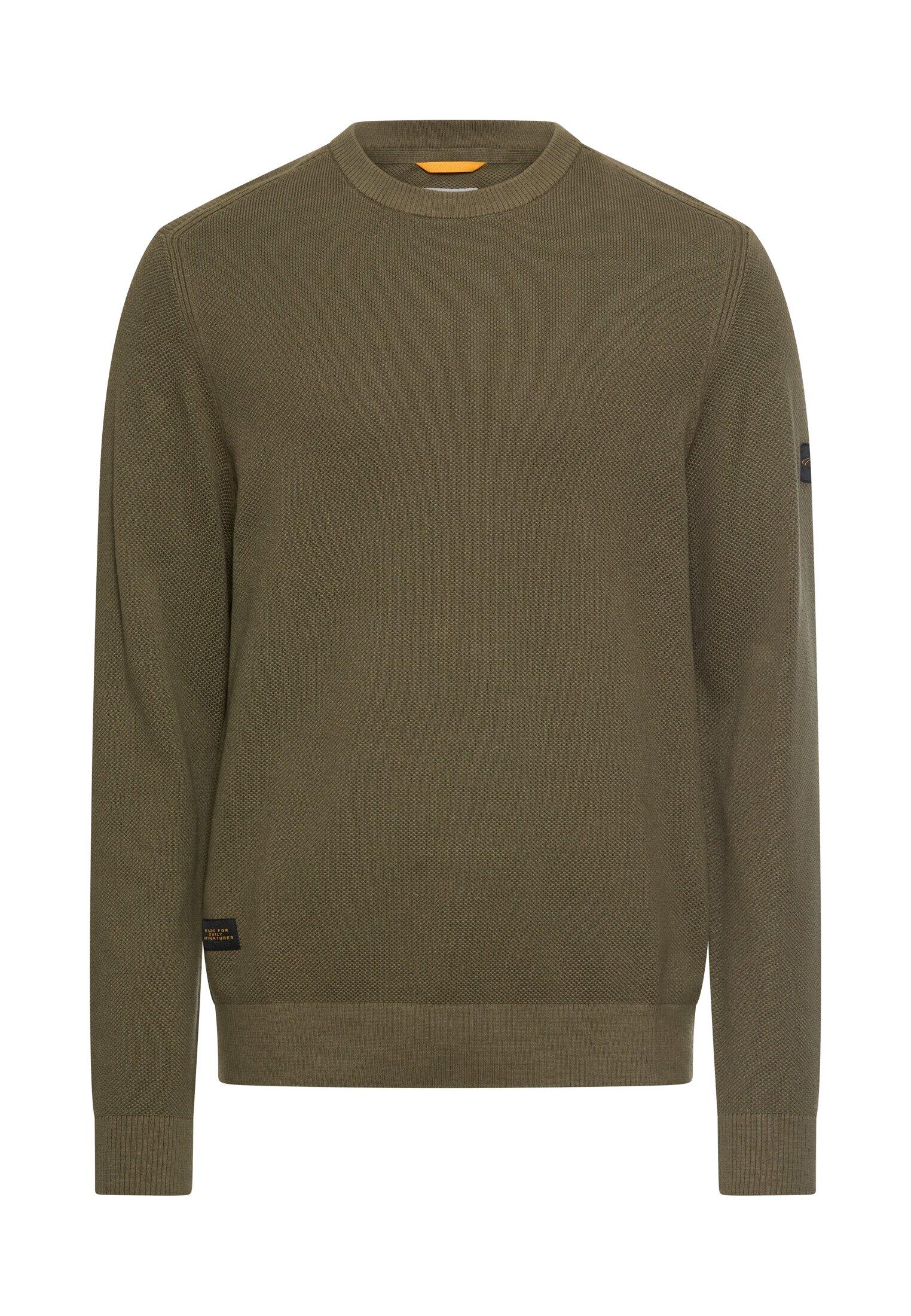 camel active - Strickpullover mit Rundhalsausschnitt deep olive - Gr. - L von camel active