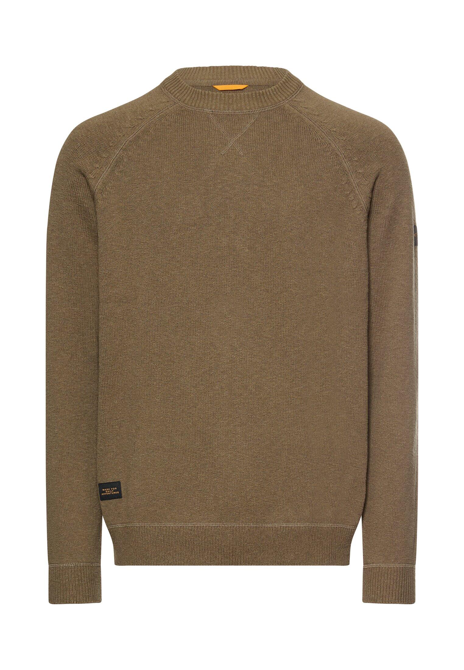 camel active - Strickpullover mit Rundhalsausschnitt deep olive - Gr. - M von camel active