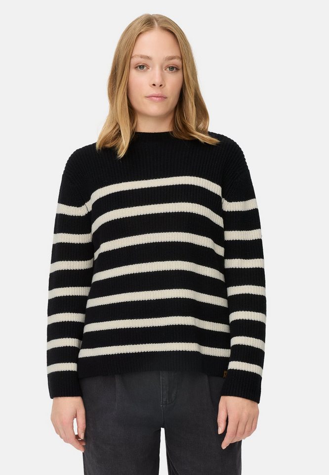 camel active Strickpullover mit Streifen Langarm Rollkragen Markenlogo von camel active