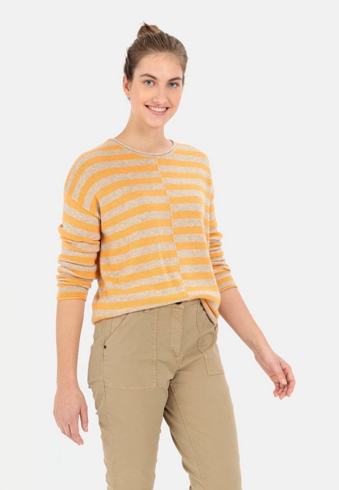 camel active Strickpullover mit Streifenmuster Markenlabel von camel active