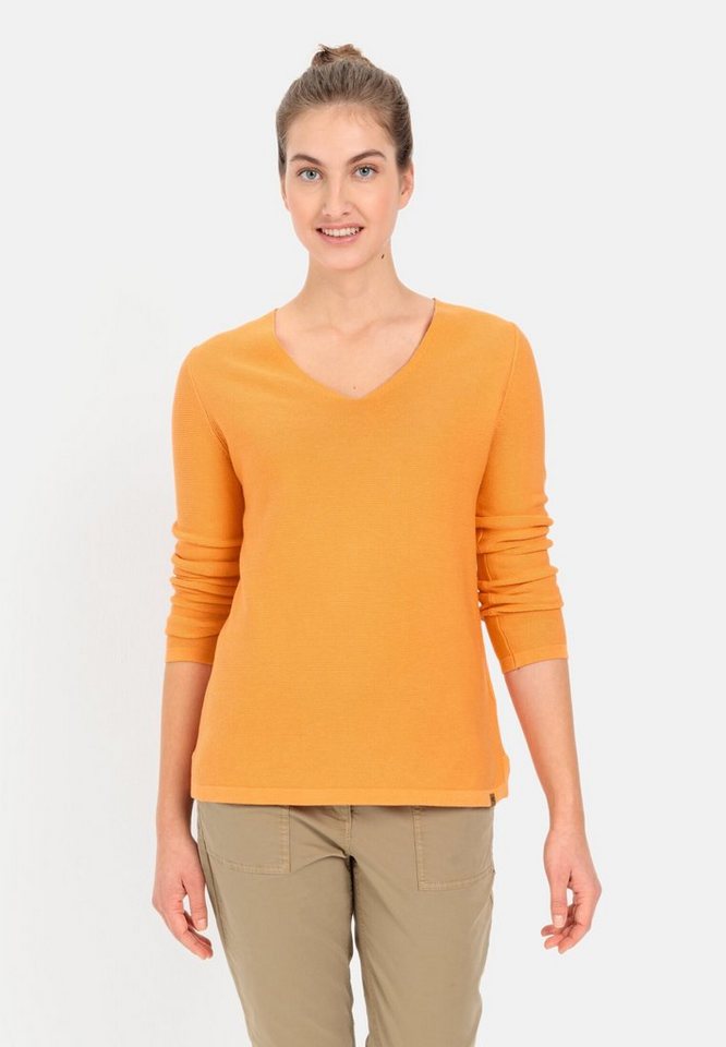 camel active Strickpullover mit V-Ausschnitt Markenlabel von camel active