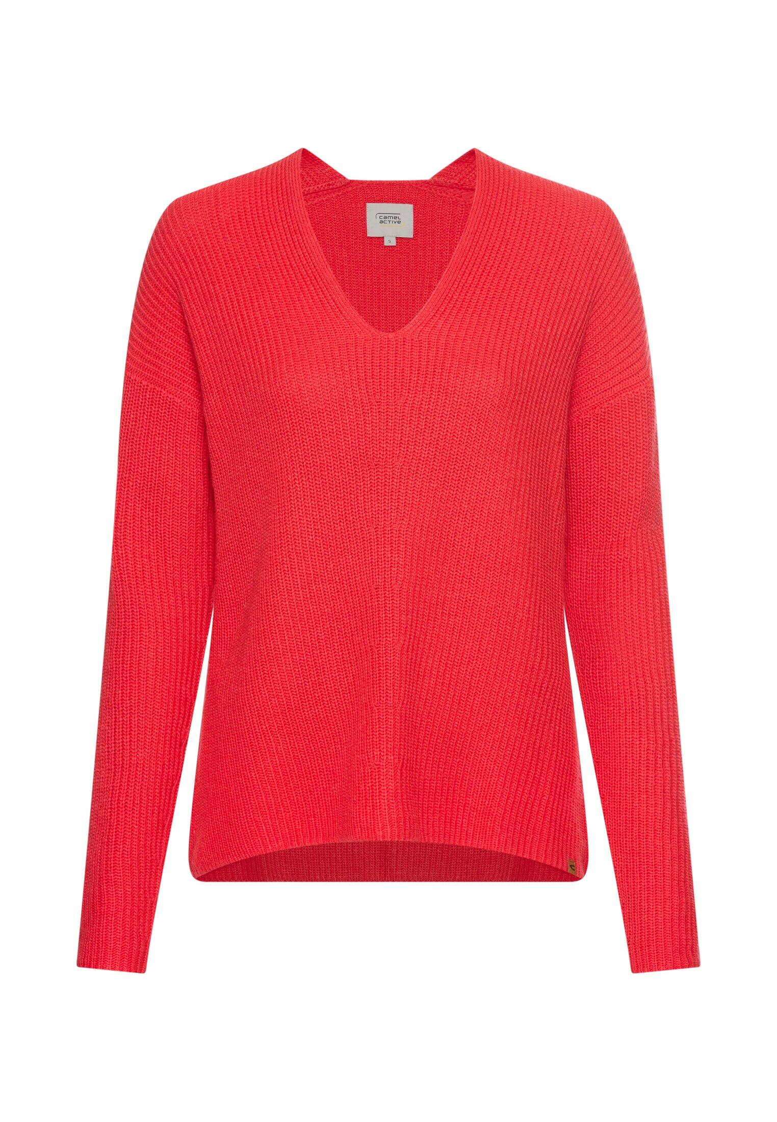 camel active - Strickpullover mit V-Ausschnitt flame - Gr. - XXL von camel active