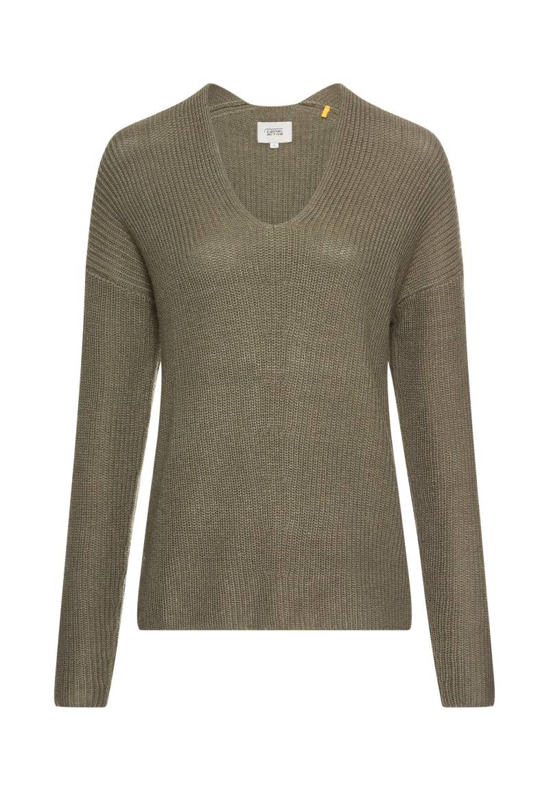 camel active - Strickpullover mit V-Ausschnitt shadow khaki - Gr. - XL von camel active