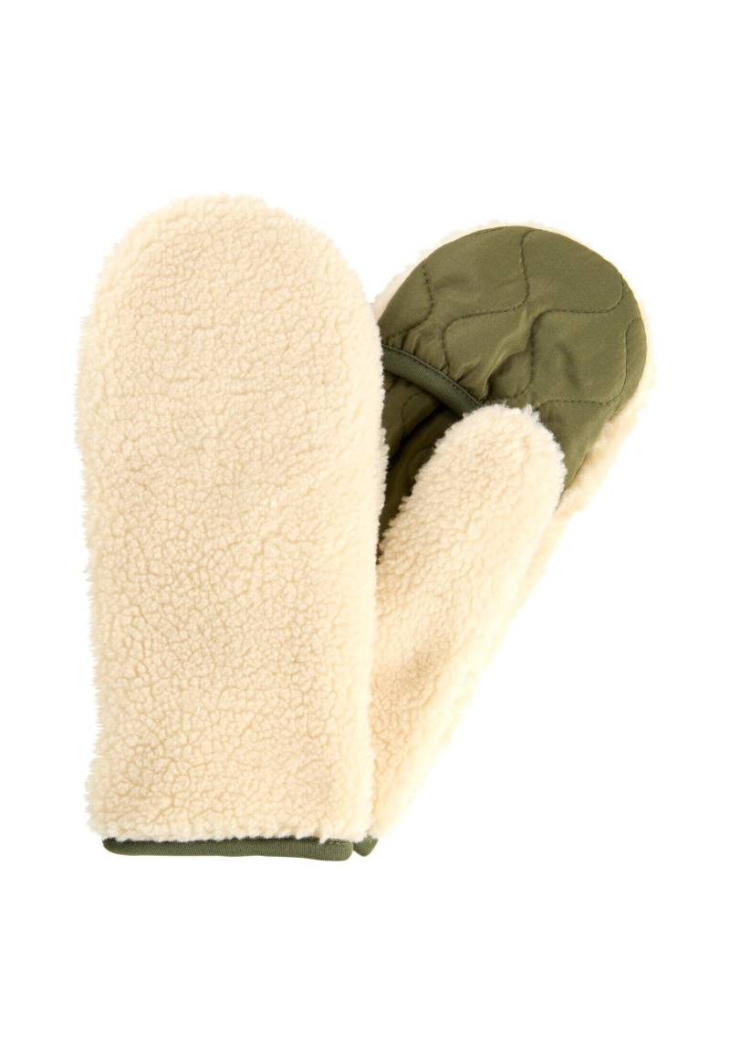 camel active - Teddy Handschuhe in einem Materialmix milk white - Gr. - M von camel active