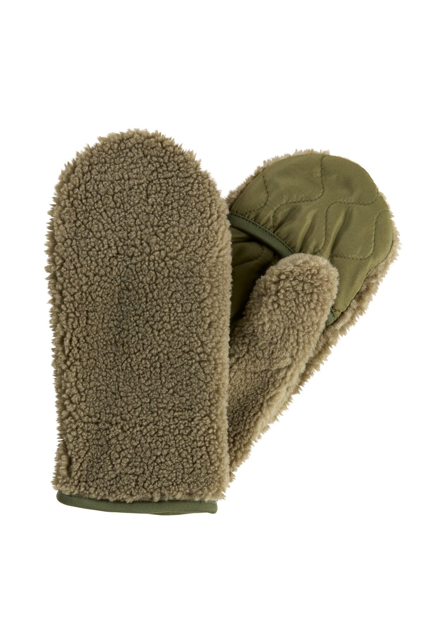 camel active - Teddy Handschuhe in einem Materialmix sage - Gr. - M von camel active