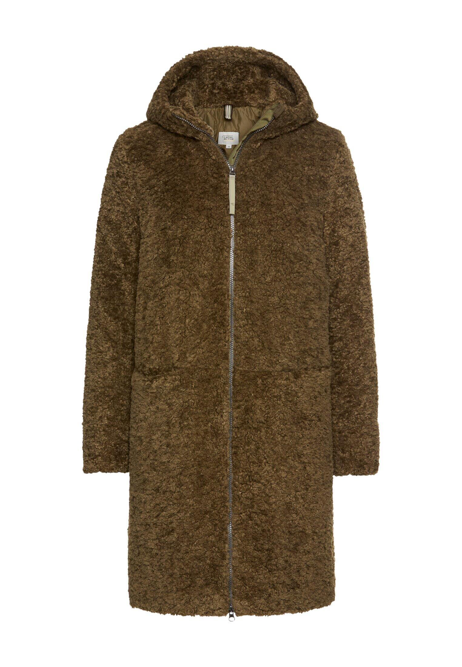 camel active - Teddy Mantel mit Kapuze dark khaki - Gr. - 46 von camel active