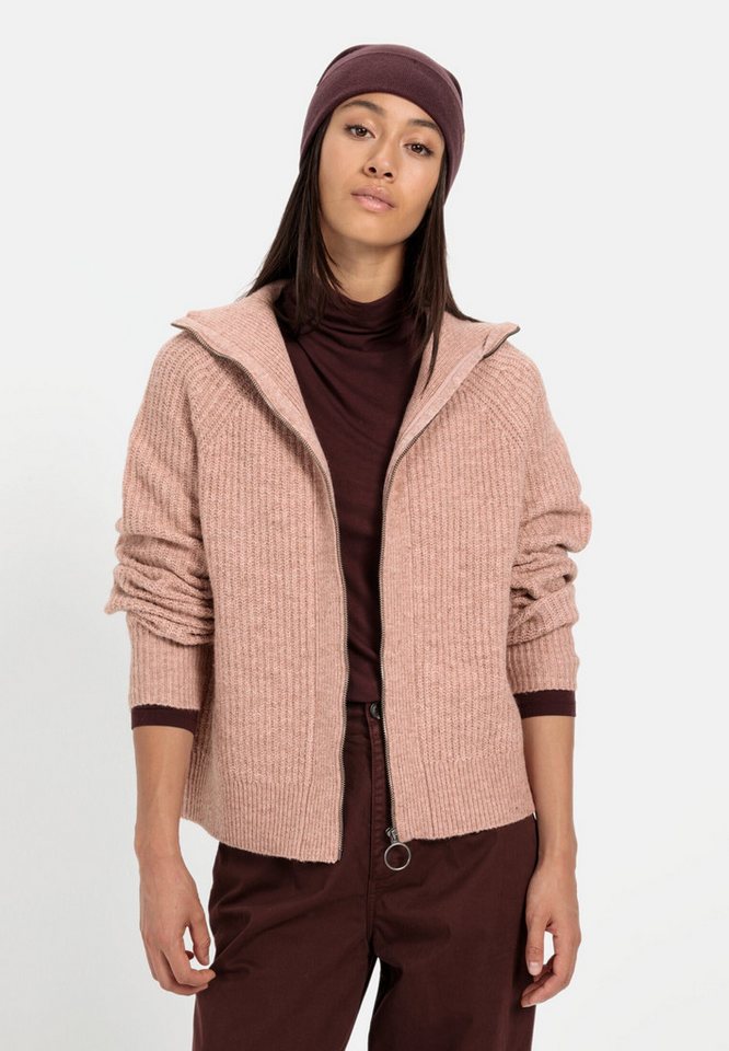 camel active Strickjacke aus recyceltem Polyester Langarm Stehkragen Stehkragen von camel active