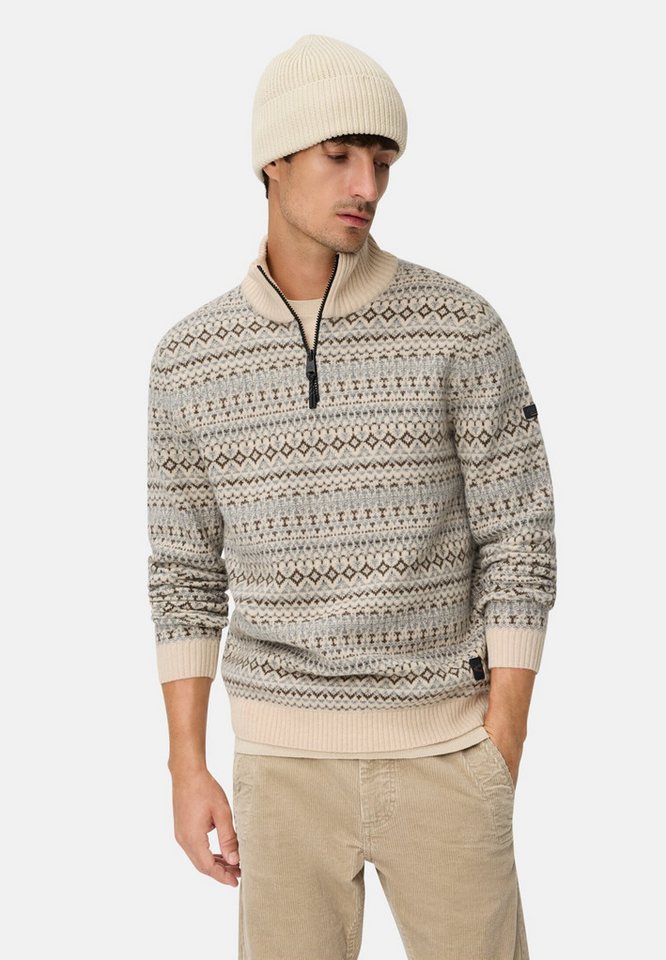 camel active Troyer aus reiner Wolle Langarm Troyer (1-tlg) Markenlabel von camel active