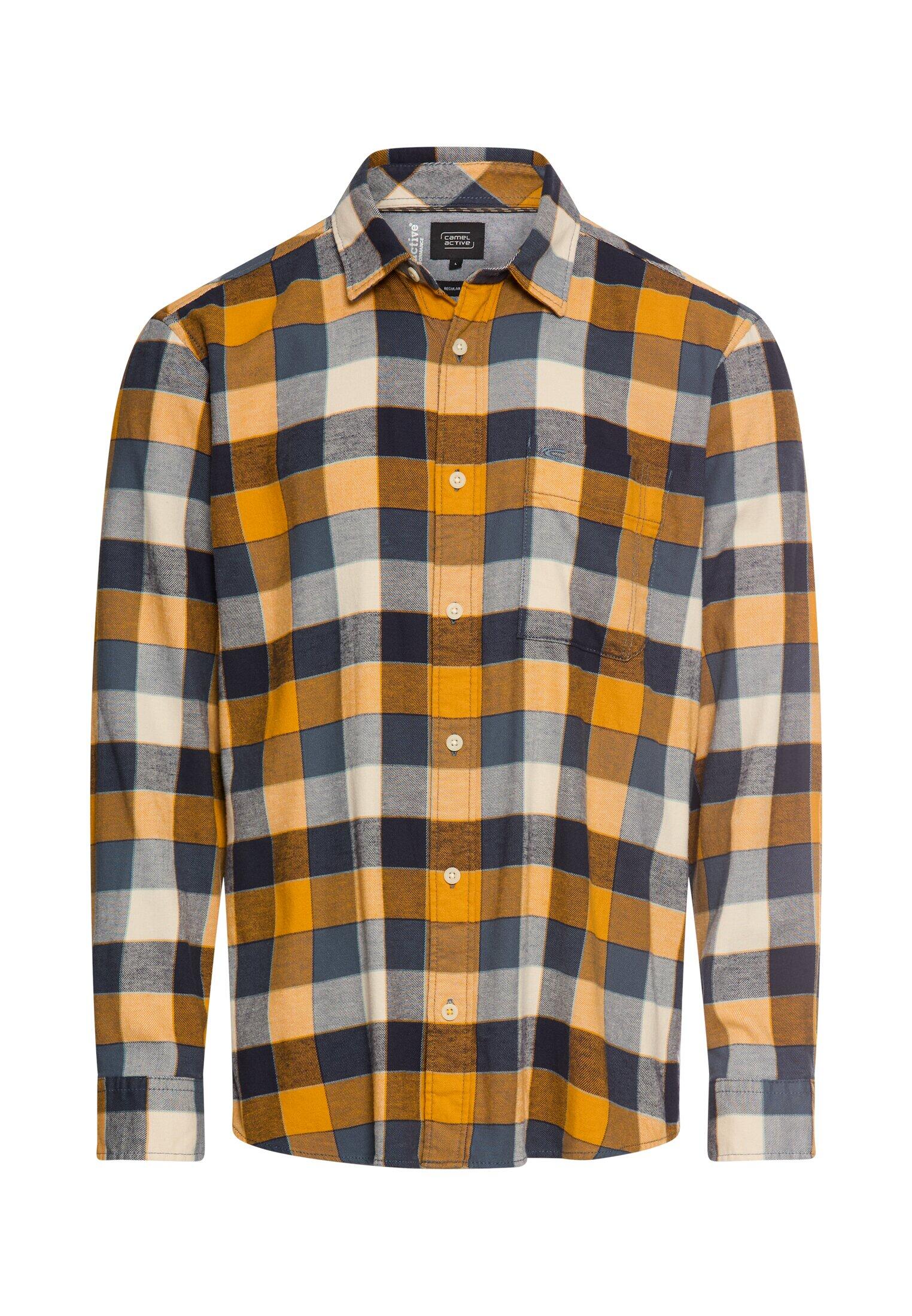 camel active - fleXXXactive® Langarmhemd aus leichtem Flanell burned yellow - Gr. - XL von camel active