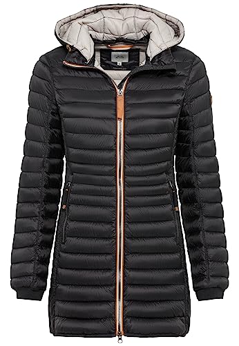 camel active Damen Lange Steppjacke mit Abnehmbarer Kapuze Schwarz, womenswear-42 von camel active