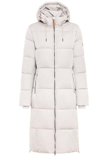 camel active Damen Steppmantel mit Kapuze Weiß-Grau, womenswear-44 von camel active
