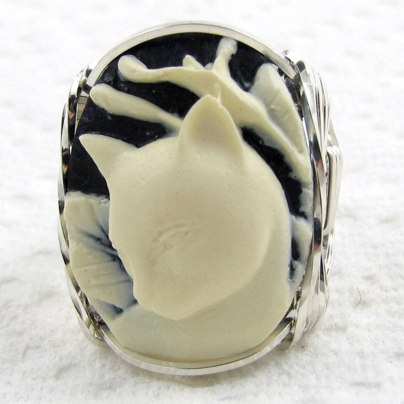 Calla Lilie Katze Cameo Ring Sterling Silber Schmuck Calla Lilie Katze Cameo Ring Sterling Silber Schmuck von cameojewelryart