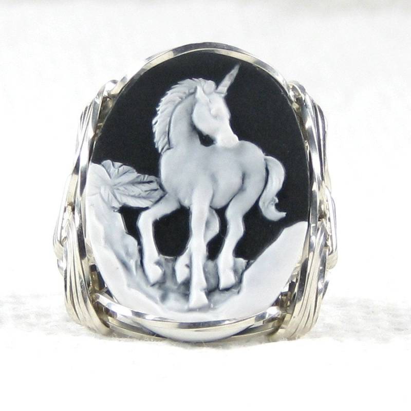Einhorn Cameo Ring Sterling Silber Schmuck Einhorn Cameo Ring Sterling Silber Schmuck von cameojewelryart