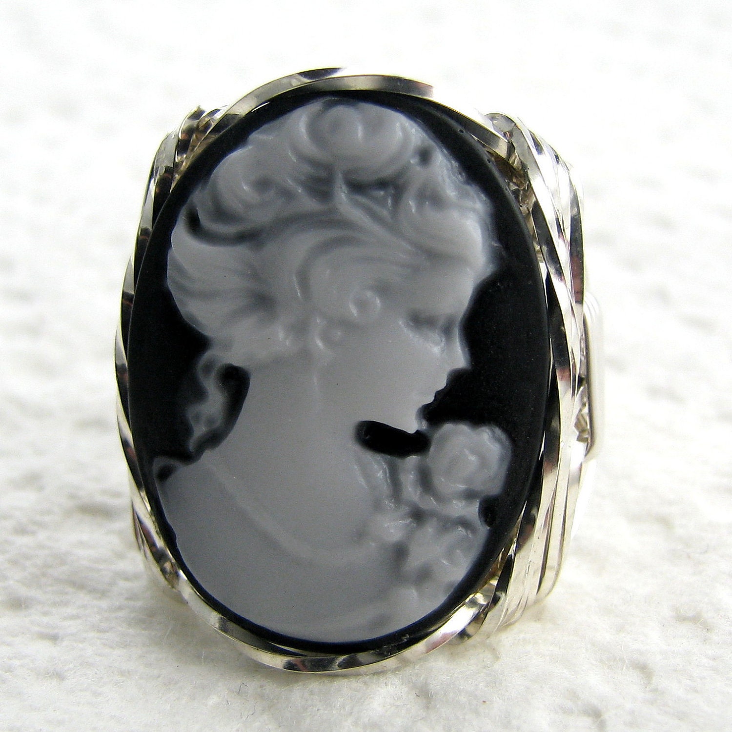 Lady Rose Cameo Ring Sterling Silber Schmuck von cameojewelryart