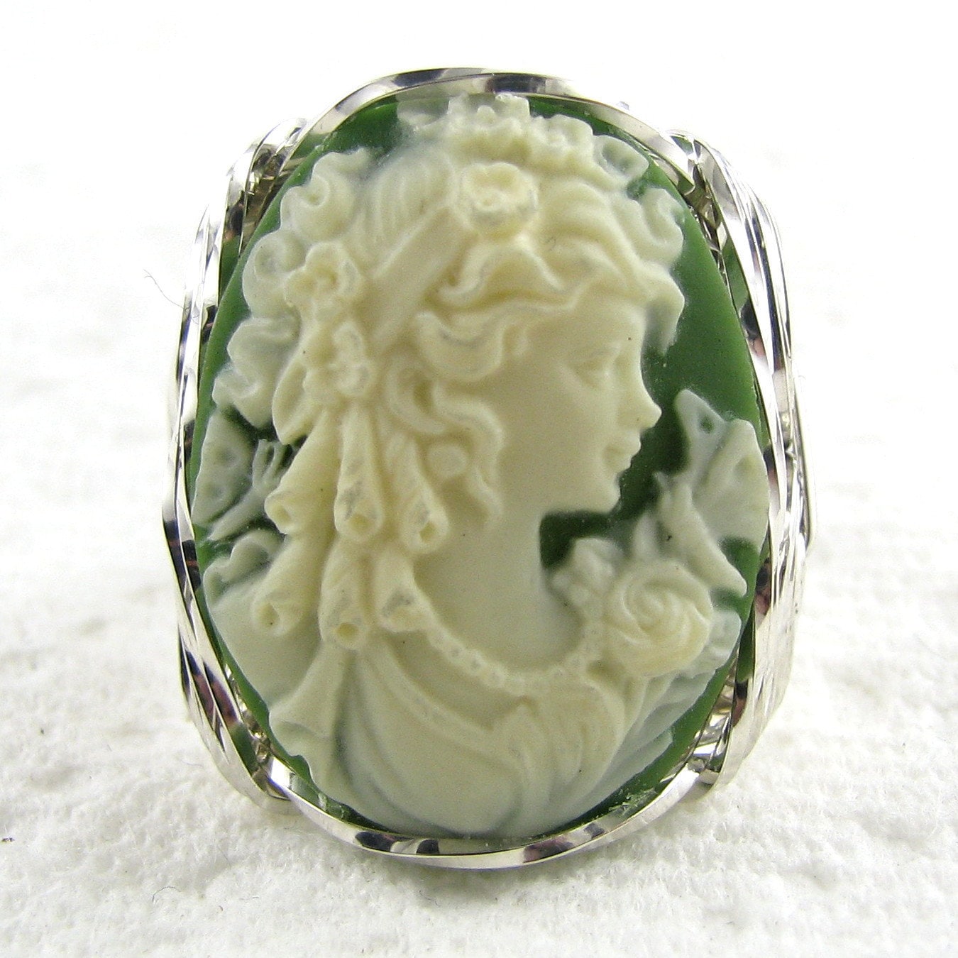 Lady Schmetterling Cameo Ring Sterling Silber Schmuck von cameojewelryart