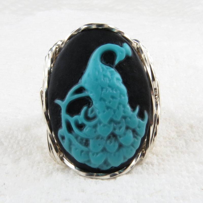 Pfau Cameo Ring Sterling Silber Schmuck Pfau Cameo Ring Sterling Silber Schmuck von cameojewelryart