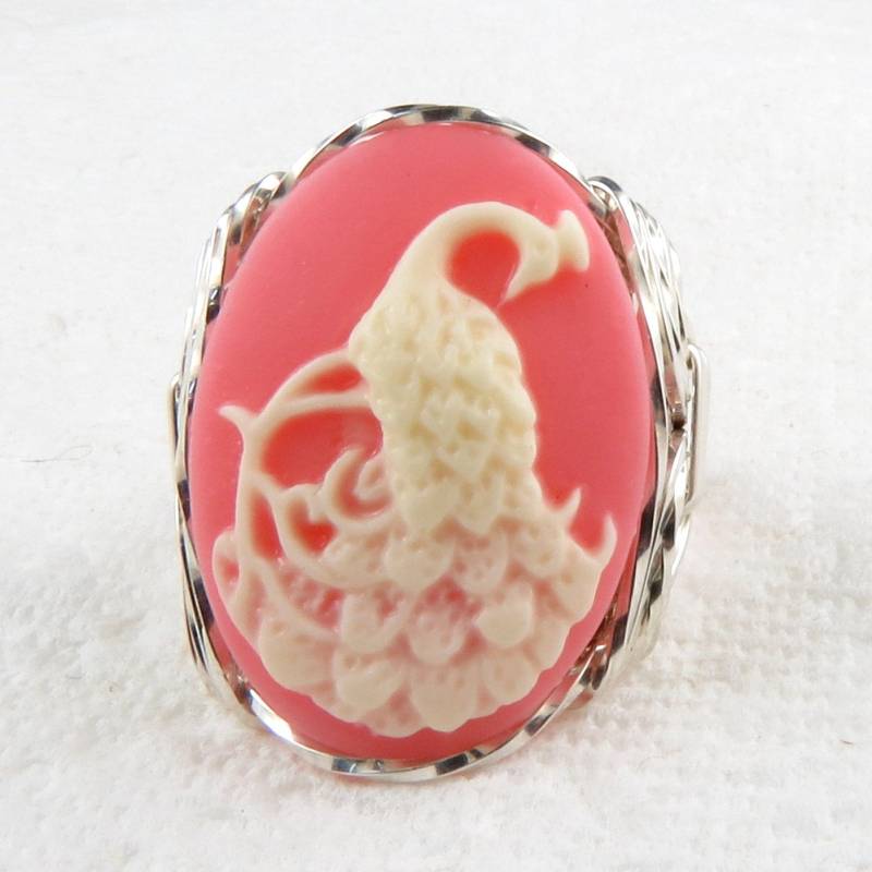 Pfau Cameo Ring Sterling Silber Schmuck Pfau Cameo Ring Sterling Silber Schmuck von cameojewelryart