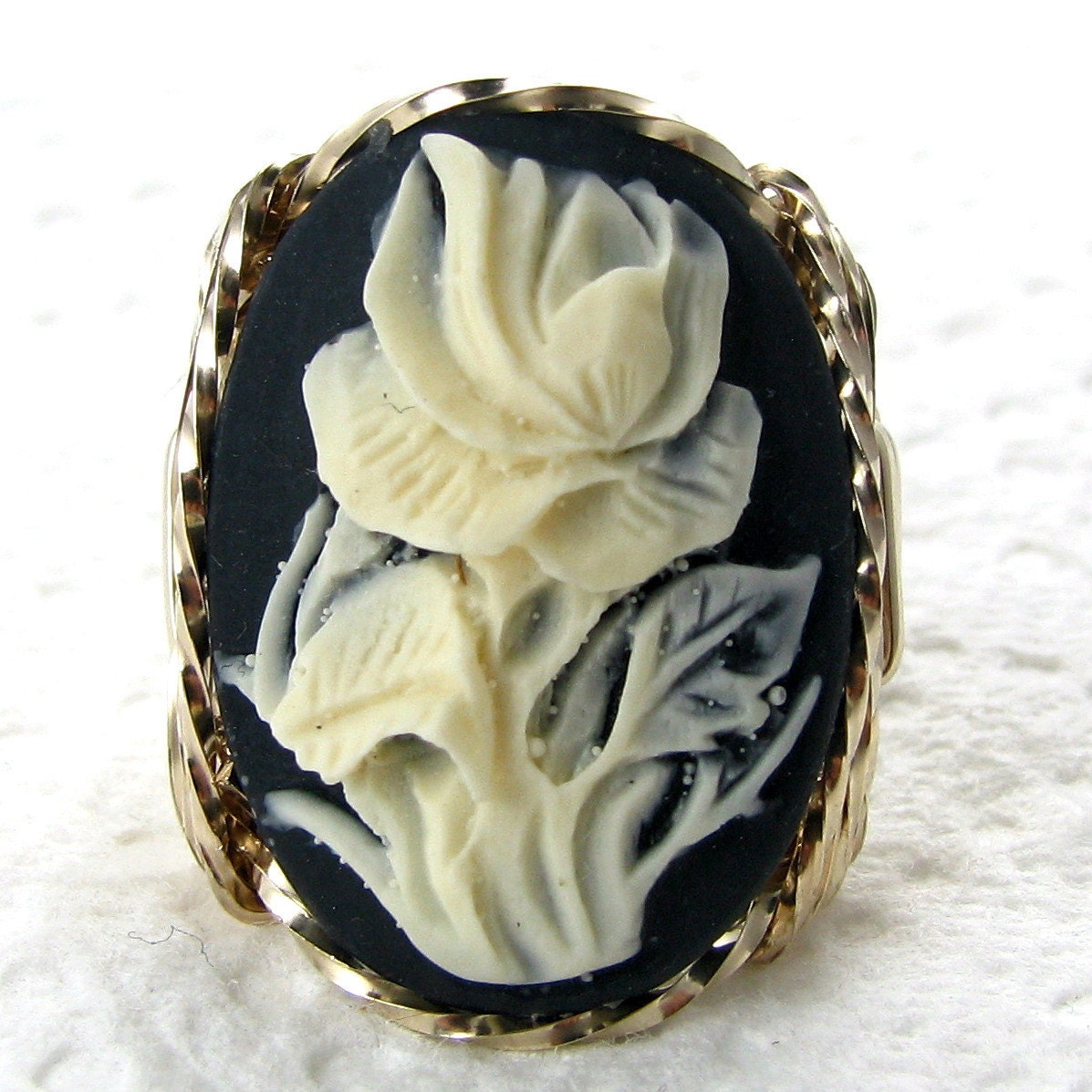 Rose Cameo Ring 14Kt Rolled Goldgewohnheit Schmuck von cameojewelryart