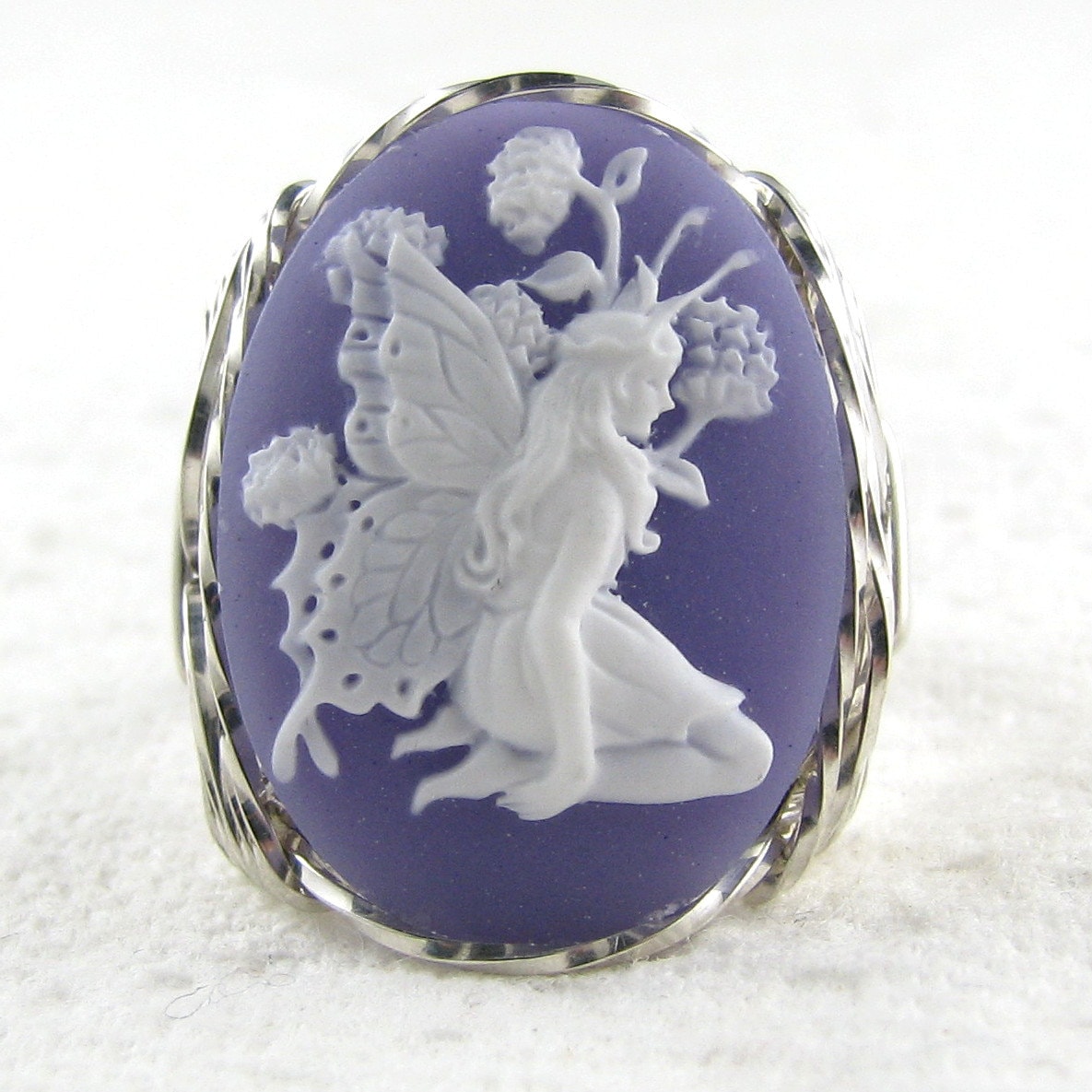 Schmetterling Fee Cameo Ring Sterling Silber Schmuck von cameojewelryart