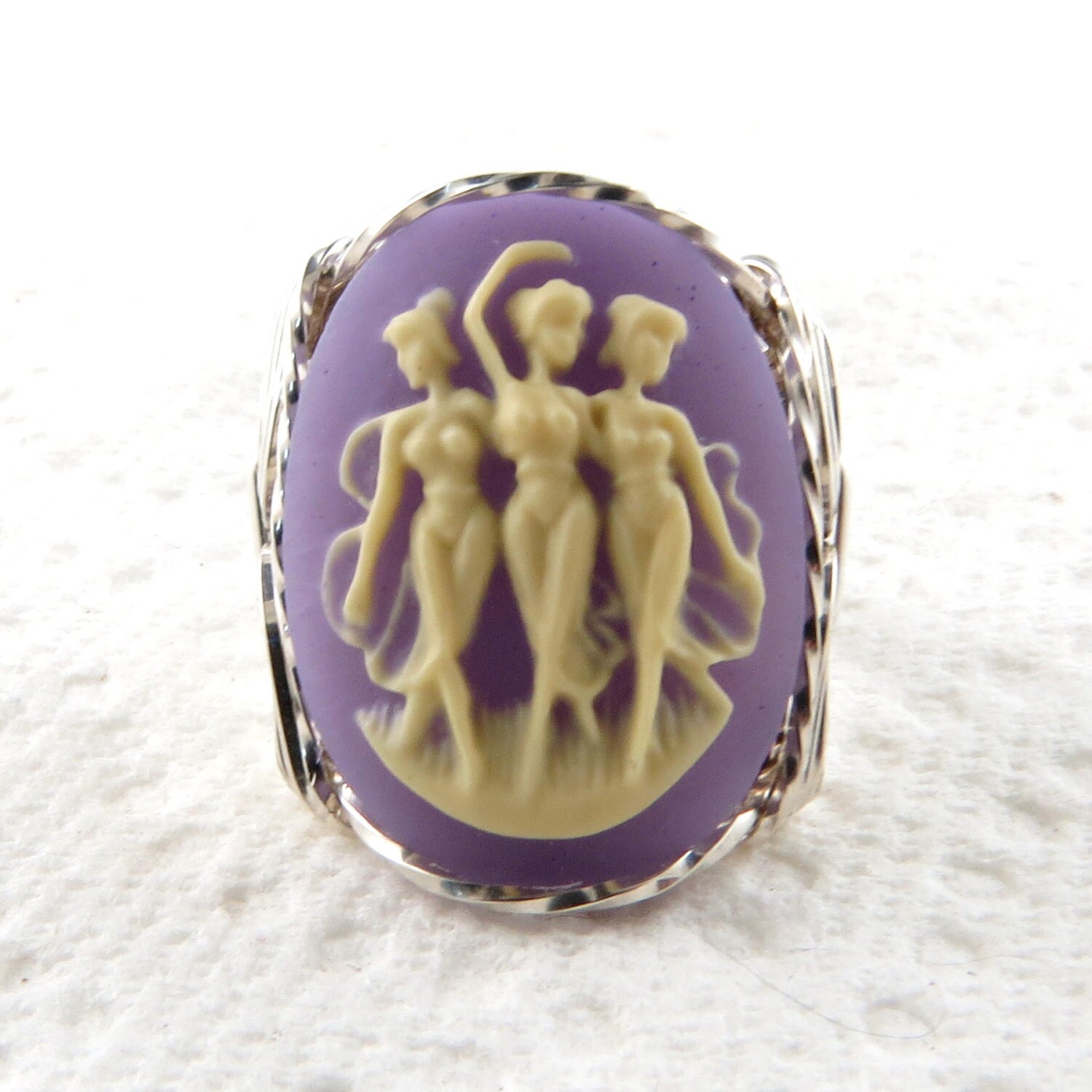 Tanzende Grazien Musen Cameo Ring Sterling Silber Schmuck von cameojewelryart