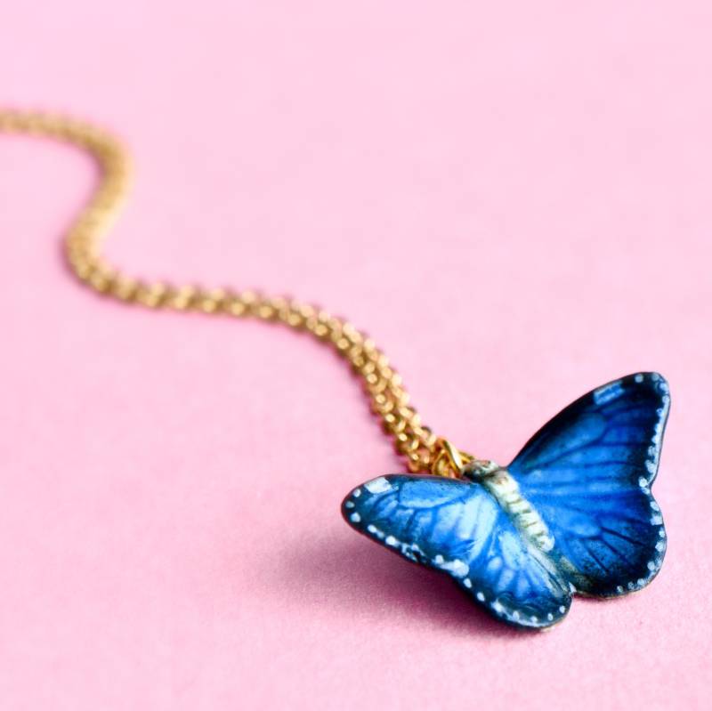 Schmetterling Halskette Ich Liebe Schmetterlinge Es Ist Blau Wow Es, Dinge Zu Sammeln Umweltfreundliche Sachen Sind Die Besten | A0031 von camphollow