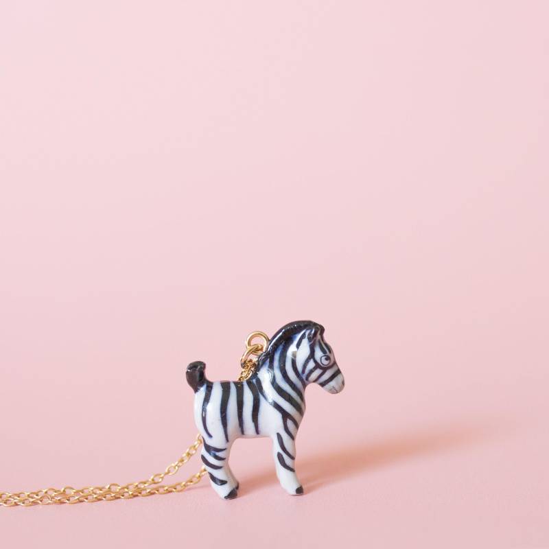Zebra-Halskette | Handgefertigter Porzellanschmuck Camp Hohl Sammler Heirloom Kunst Das Perfekte Geschenk Sammle Sie Alle von camphollow