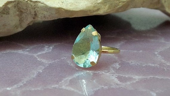 Edelstein Ring, Aquamarine Tropfen 14K Gold Filled von candybohojewelry
