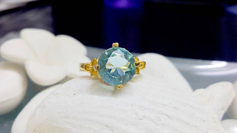Aquamarin Blumenring, 14K Gold Gefüllt, März Geburtsstein von candybohojewelry