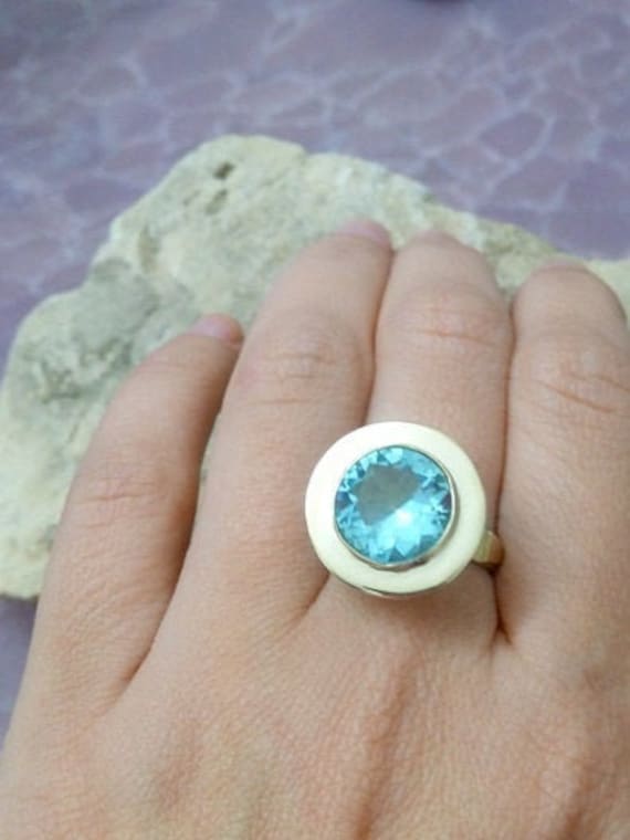 Aquamarin Ring, 14K Gold Filled, März Geburtsstein von candybohojewelry
