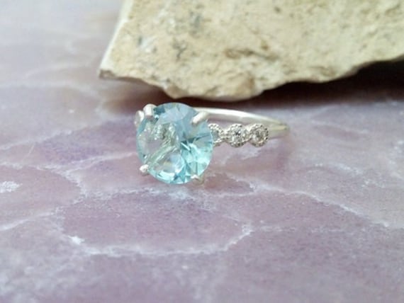 Aquamarin Sterling Silber Ring, März Geburtsstein, Edelstein Cocktail Ring von candybohojewelry