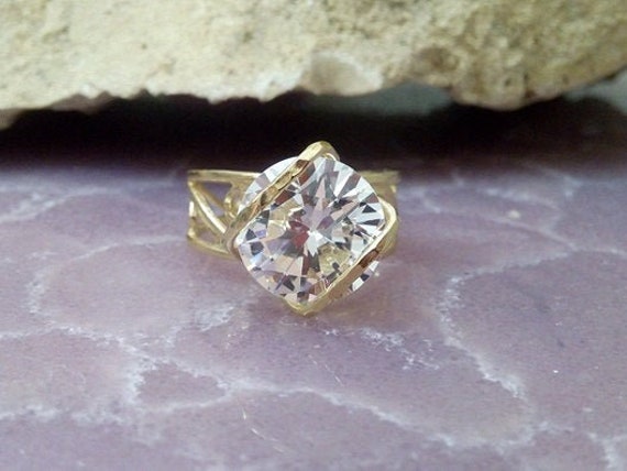 Klarer Quarz Ring, 14K Gold Filled Krappen Set, Edelstein Brautring von candybohojewelry