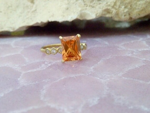 Champagner Citrin Cocktail Ring, 14K Gold Filled, November Geburtsstein von candybohojewelry