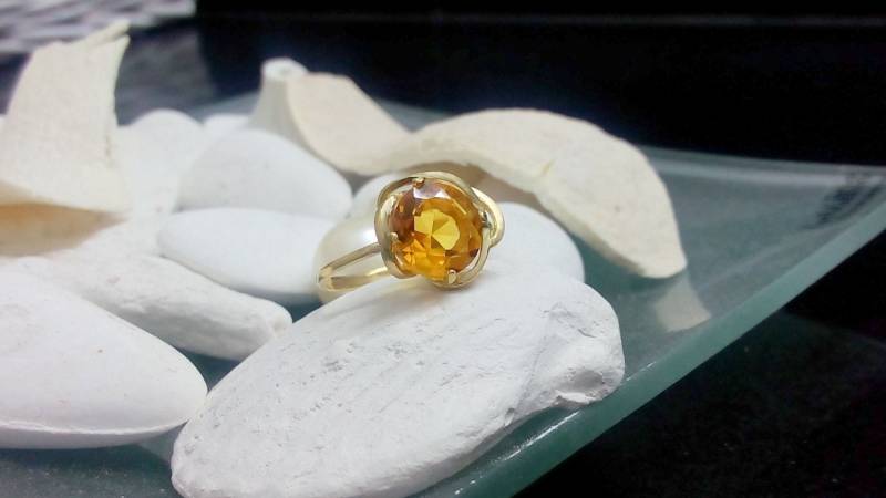 Gold Filled Citrin Ring, Edelstein-Cocktail-Ring von candybohojewelry