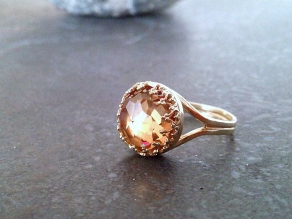 Citrin Ring, Gold November Geburtsstein Brautschmuck, Edelstein Gelber Zarter Ring von candybohojewelry