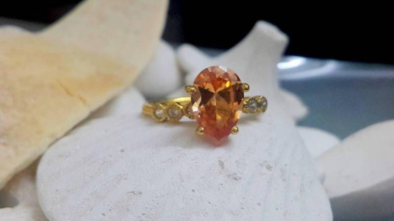 Tropfenförmiger Citrin Ring, 14K Gold Filled, November Geburtsstein von candybohojewelry