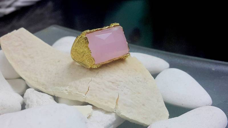 14K Gold Filled Rosenquarz Ring, Statement Cocktail Ring von candybohojewelry