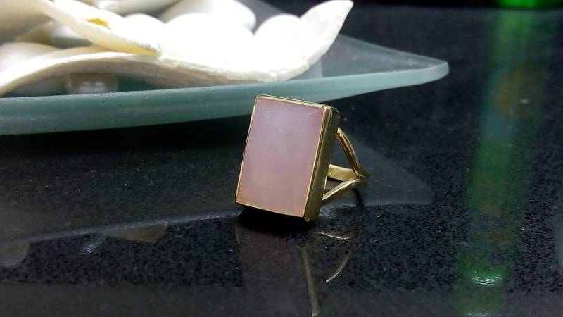 Rosenquarz Cocktailring, 14K Gold Filled Statement-Ring von candybohojewelry