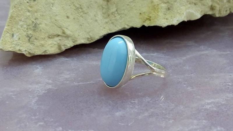 Großer Türkis Sterling Silber Cocktail Ring, Bezel Set von candybohojewelry