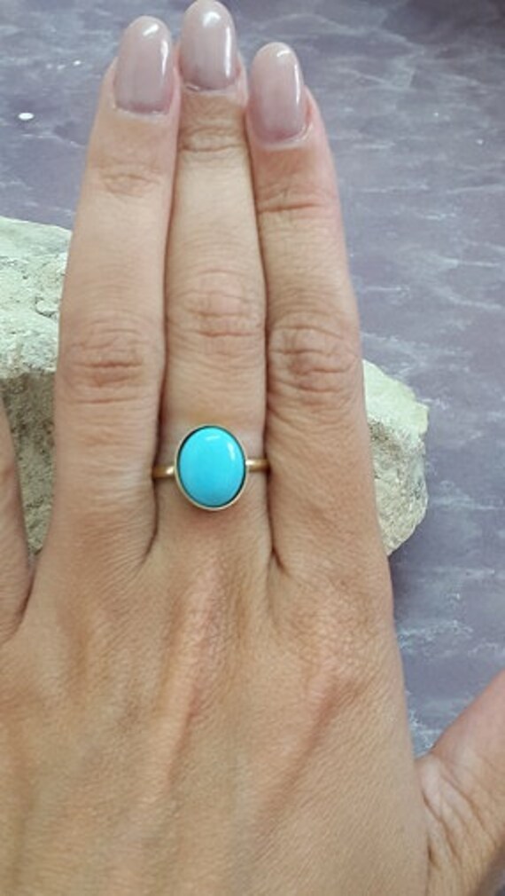 Türkis Cocktail Ring, 14K Gold Filled Bezel Set von candybohojewelry
