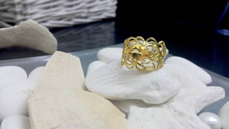 Echter Citrin Gold Filled Ring, November Geburtsstein von candybohojewelry