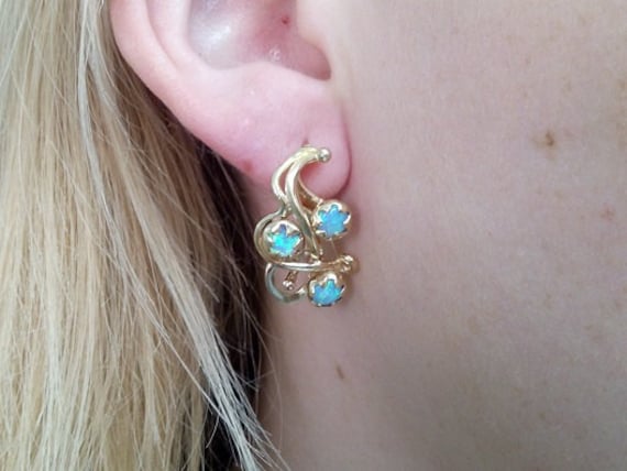 Gold Filled Blauer Opal Ohrringe, Brautjungfer Schmuck von candybohojewelry