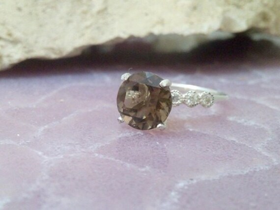 Rauchquarz Sterling Silber Ring, Edelstein, Braut Cocktail Ring von candybohojewelry