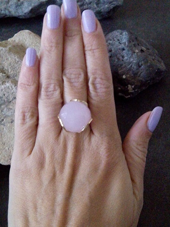 Rosenquarz Ring- Großer Mutiger Statement Ring - Rosa Stein Cocktail Oversized von candybohojewelry