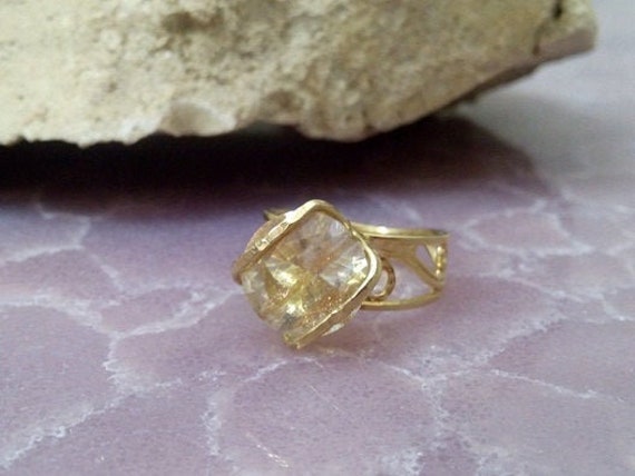 Rutilquarz-Ring, 14K Gold Gefülltes Filigranes Band von candybohojewelry