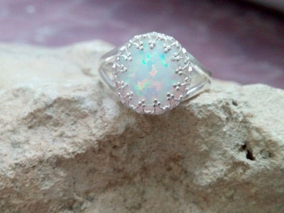 Sterling Silber Labradorit Opal Ring, Runder Stein, Statement Ring von candybohojewelry