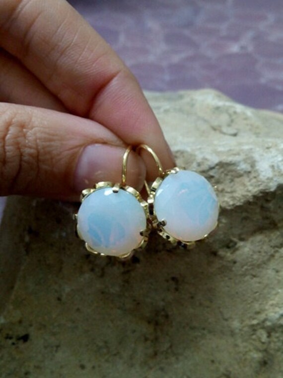 Opalite 14K Gold Gefüllte Ohrringe, Runde Filigrane Korb Ohrringe von candybohojewelry