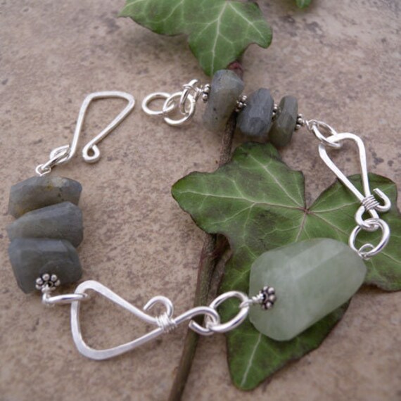 Aquamarin Nugget Und Labordite Sterling Silber Halskette Aquamarin Nugget Und Labordite Sterling Silber Halskette von canterburyvines
